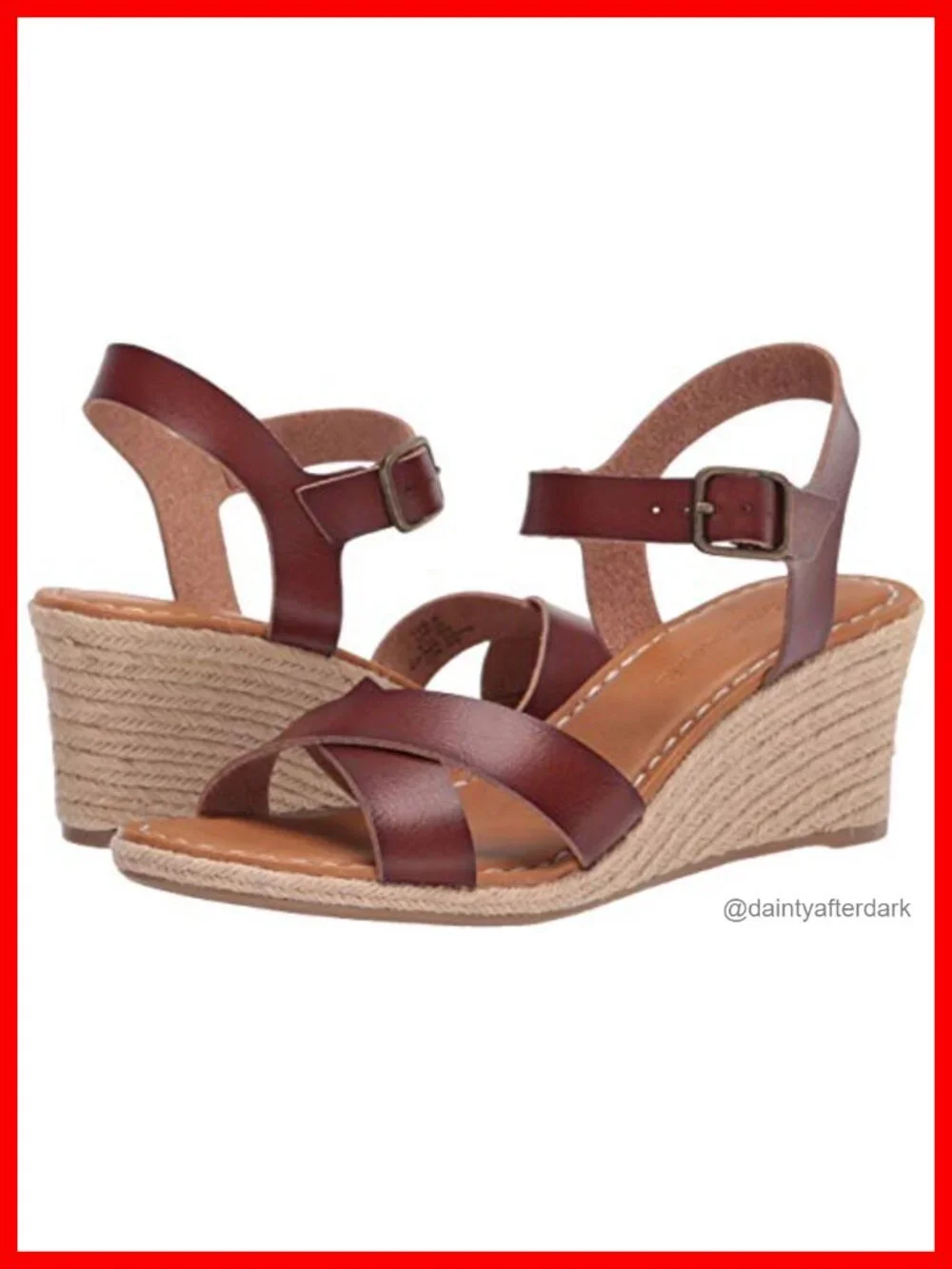 Espadrille Wedge Sandals, Faux Leather, Adjustable Ankle Strap, Memory Foam